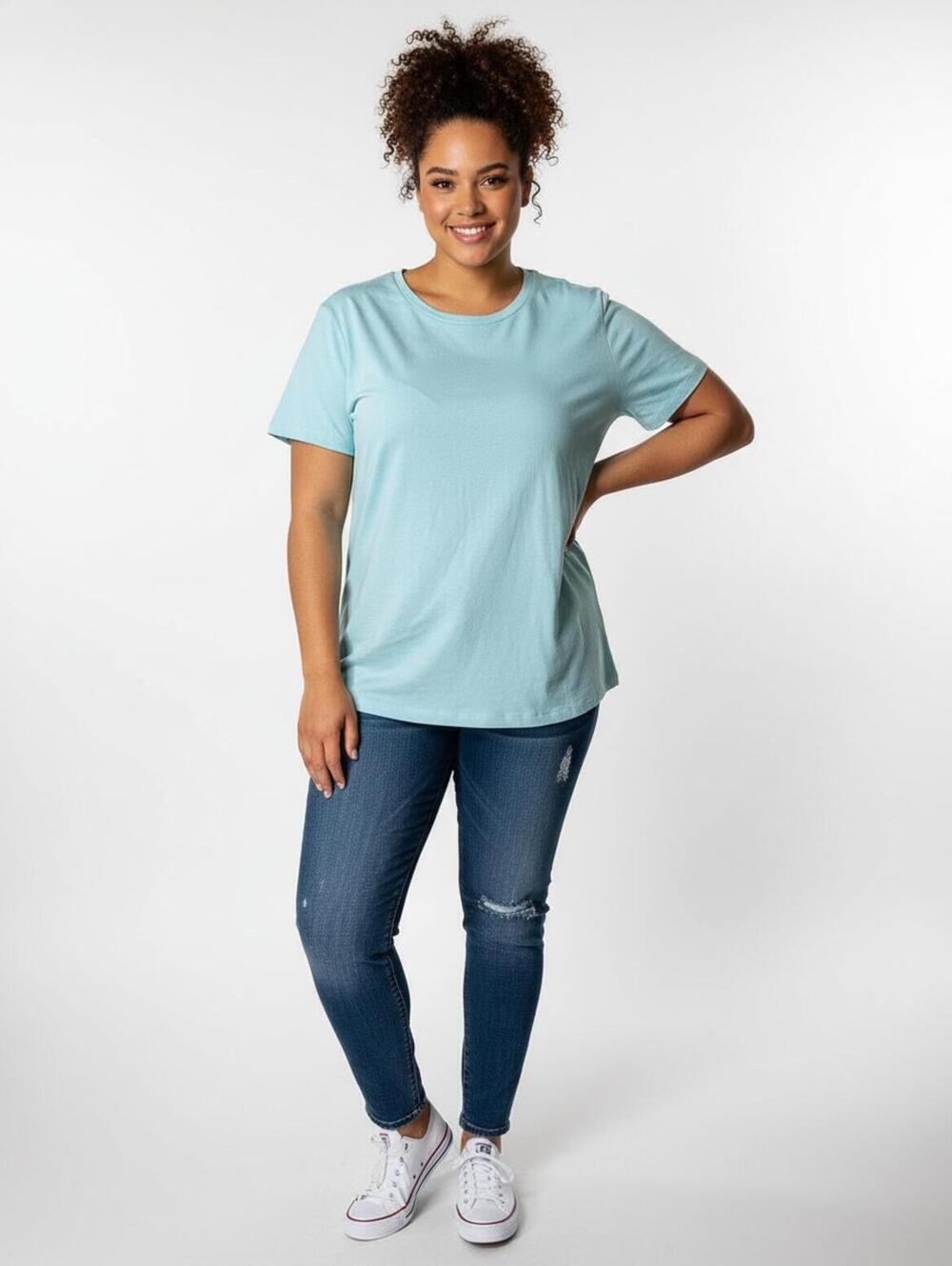 Seven7 Women's Light Blue Short Sleeve T-Shirt XL